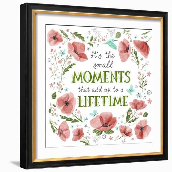 It's the Small Moments on White-Heather Rosas-Framed Art Print