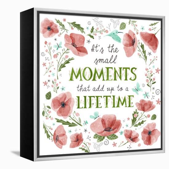 It's the Small Moments on White-Heather Rosas-Framed Stretched Canvas