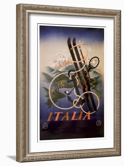 Italia Skis Anchor Mountains-null-Framed Giclee Print