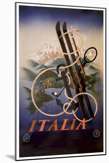 Italia Skis Anchor Mountains-null-Mounted Giclee Print