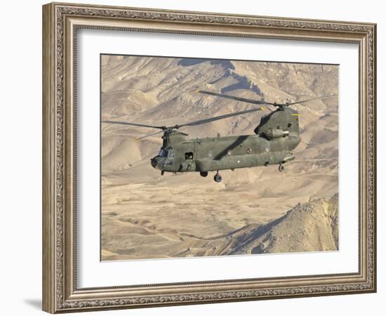 Italian Army CH-47C Chinook Helicopter in Flight over Afghanistan-Stocktrek Images-Framed Photographic Print