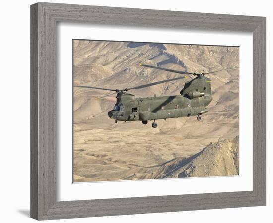 Italian Army CH-47C Chinook Helicopter in Flight over Afghanistan-Stocktrek Images-Framed Photographic Print