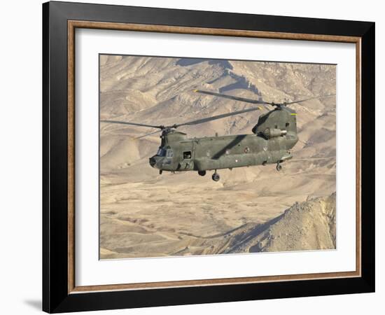 Italian Army CH-47C Chinook Helicopter in Flight over Afghanistan-Stocktrek Images-Framed Photographic Print