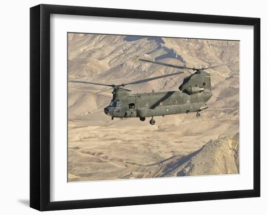 Italian Army CH-47C Chinook Helicopter in Flight over Afghanistan-Stocktrek Images-Framed Photographic Print