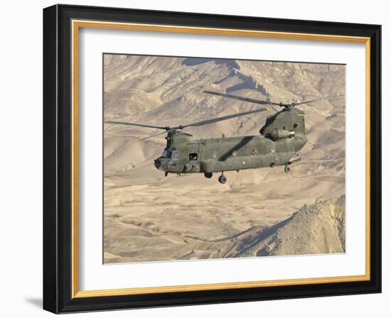 Italian Army CH-47C Chinook Helicopter in Flight over Afghanistan-Stocktrek Images-Framed Photographic Print