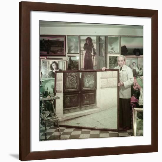 Italian Artist Giacomo Balla at Work in His Studio-Gjon Mili-Framed Premium Photographic Print