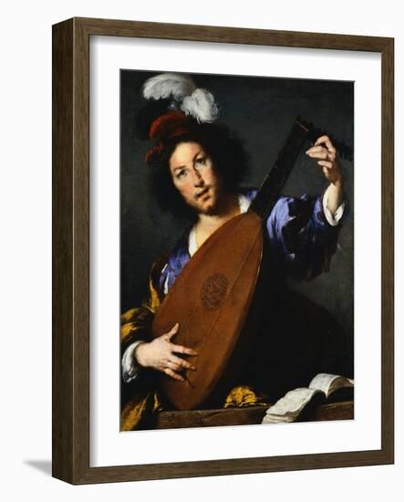 Italian Baroque Painting of Lute Player-Geoffrey Clements-Framed Giclee Print