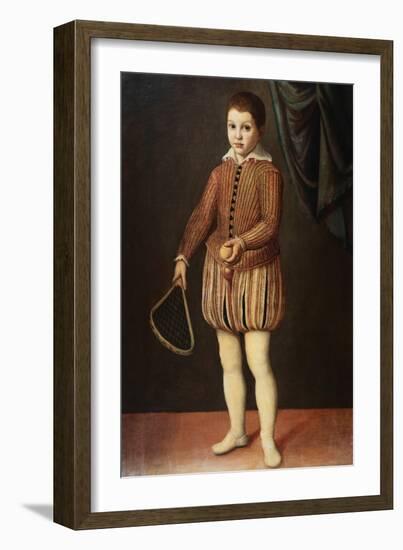 Italian Baroque Portrait of Boy with Racquet and Ball-Geoffrey Clements-Framed Giclee Print