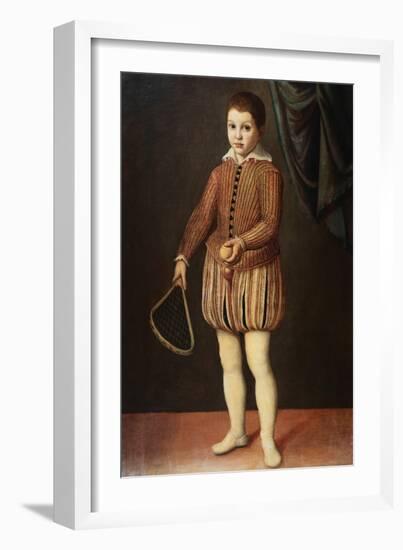 Italian Baroque Portrait of Boy with Racquet and Ball-Geoffrey Clements-Framed Giclee Print