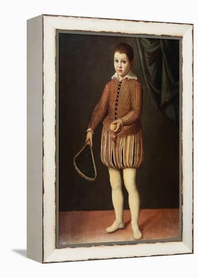 Italian Baroque Portrait of Boy with Racquet and Ball-Geoffrey Clements-Framed Premier Image Canvas