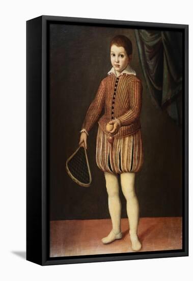 Italian Baroque Portrait of Boy with Racquet and Ball-Geoffrey Clements-Framed Premier Image Canvas
