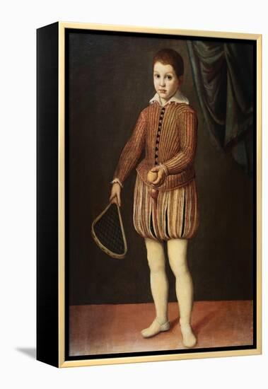 Italian Baroque Portrait of Boy with Racquet and Ball-Geoffrey Clements-Framed Premier Image Canvas