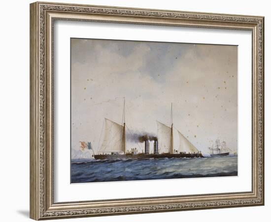 Italian Battleship Affondatore, 1866, 19th Century, Watercolor-null-Framed Giclee Print