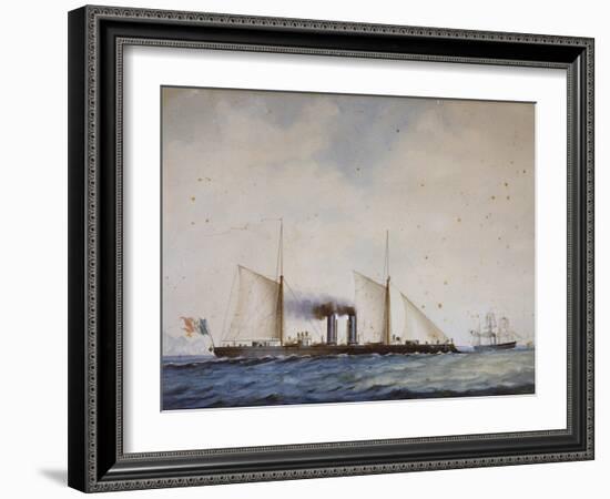 Italian Battleship Affondatore, 1866, 19th Century, Watercolor-null-Framed Giclee Print