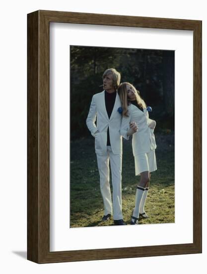 Italian-Born French Musician Nino Ferrer (1934 - 1998) and Unidentified Woman, Paris, France, 1968-Bill Ray-Framed Photographic Print