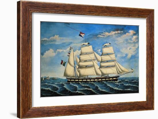 Italian Brigantine Fanny Gattorno, 1869, Watercolour by Anthony Luzzo, Italy, 19th Century-null-Framed Giclee Print