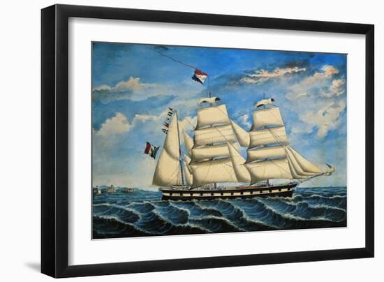 Italian Brigantine Fanny Gattorno, 1869, Watercolour by Anthony Luzzo, Italy, 19th Century-null-Framed Giclee Print