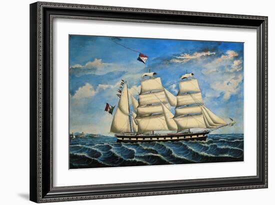 Italian Brigantine Fanny Gattorno, 1869, Watercolour by Anthony Luzzo, Italy, 19th Century-null-Framed Giclee Print