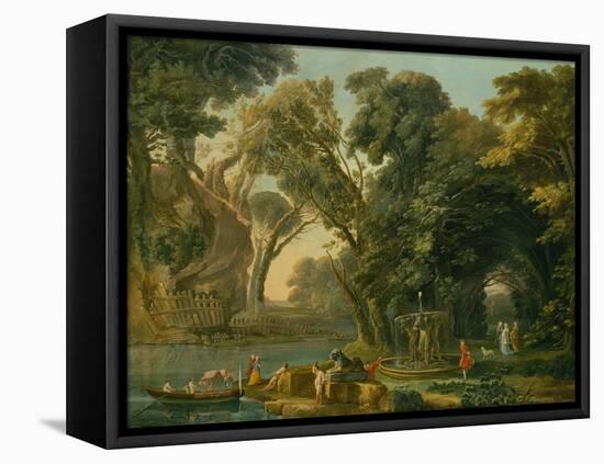 Italian Caprice with a Landing (Oil on Canvas)-Hubert Robert-Framed Premier Image Canvas