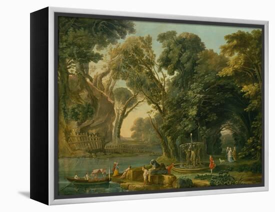 Italian Caprice with a Landing (Oil on Canvas)-Hubert Robert-Framed Premier Image Canvas