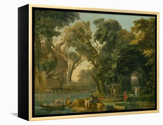 Italian Caprice with a Landing (Oil on Canvas)-Hubert Robert-Framed Premier Image Canvas