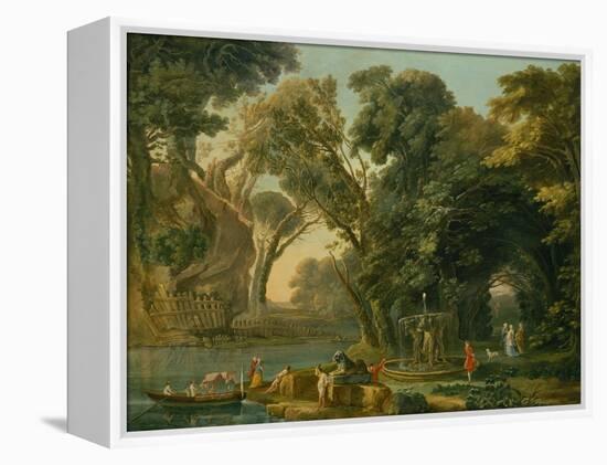 Italian Caprice with a Landing (Oil on Canvas)-Hubert Robert-Framed Premier Image Canvas