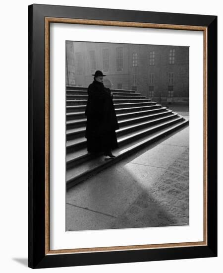 Italian Catholic Priest Majestically Descending Stairs-Alfred Eisenstaedt-Framed Photographic Print