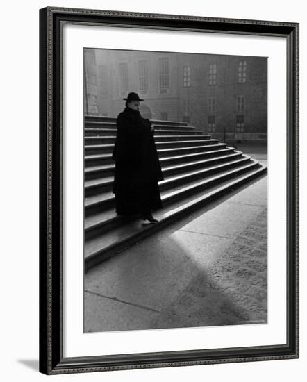 Italian Catholic Priest Majestically Descending Stairs-Alfred Eisenstaedt-Framed Photographic Print