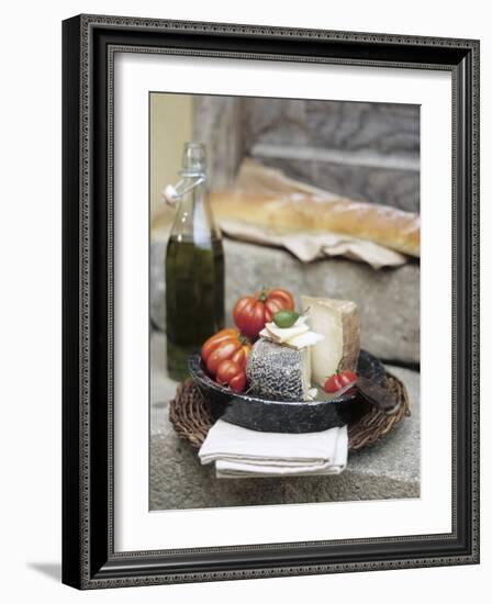 Italian Cheese, Tomatoes, Olive Oil and White Bread-null-Framed Photographic Print