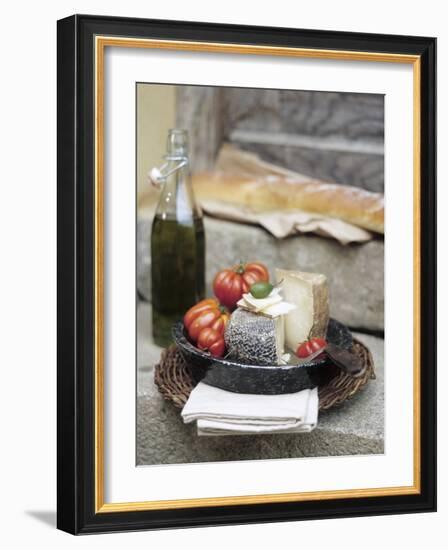 Italian Cheese, Tomatoes, Olive Oil and White Bread-null-Framed Photographic Print