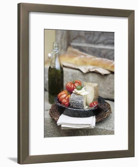 Italian Cheese, Tomatoes, Olive Oil and White Bread-null-Framed Photographic Print