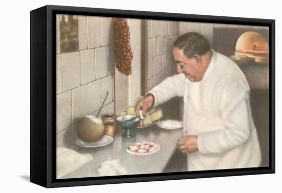 Italian Chef Making Pizza-null-Framed Stretched Canvas