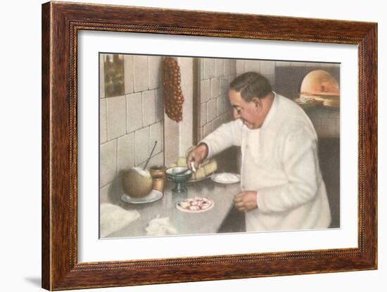 Italian Chef Making Pizza-null-Framed Art Print