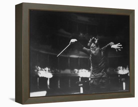 Italian Conductor Claudio Abbado Rehearsing the La Scala Opera Orchestra-Alfred Eisenstaedt-Framed Premier Image Canvas