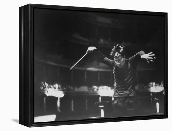 Italian Conductor Claudio Abbado Rehearsing the La Scala Opera Orchestra-Alfred Eisenstaedt-Framed Premier Image Canvas