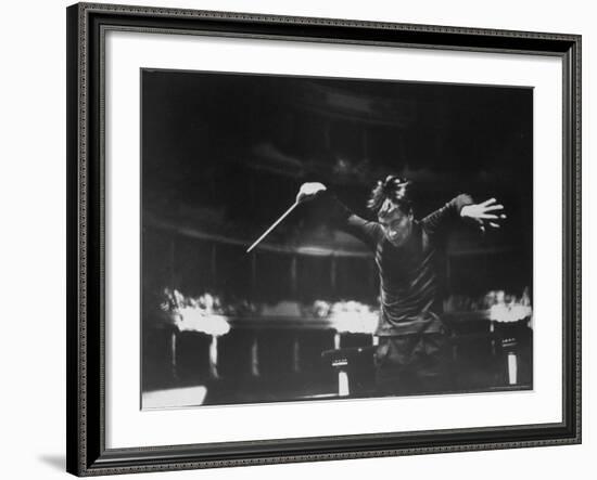 Italian Conductor Claudio Abbado Rehearsing the La Scala Opera Orchestra-Alfred Eisenstaedt-Framed Premium Photographic Print