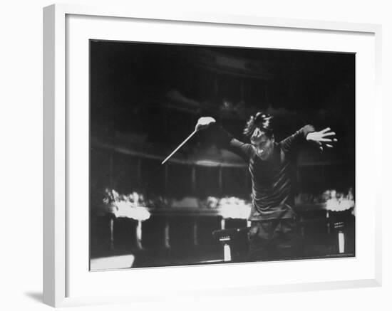 Italian Conductor Claudio Abbado Rehearsing the La Scala Opera Orchestra-Alfred Eisenstaedt-Framed Premium Photographic Print