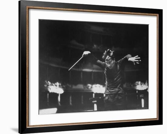 Italian Conductor Claudio Abbado Rehearsing the La Scala Opera Orchestra-Alfred Eisenstaedt-Framed Premium Photographic Print