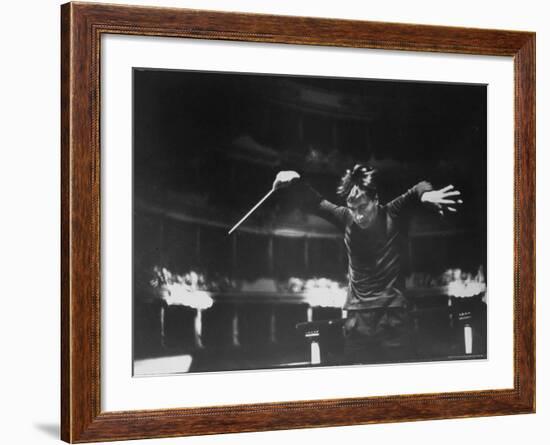 Italian Conductor Claudio Abbado Rehearsing the La Scala Opera Orchestra-Alfred Eisenstaedt-Framed Premium Photographic Print