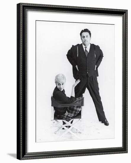 Italian Director Federico Fellini and Actress Wife Giulietta Masina Posing in Studio-Gjon Mili-Framed Premium Photographic Print