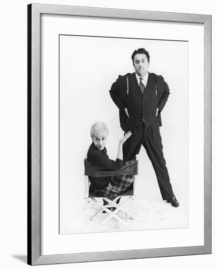 Italian Director Federico Fellini and Actress Wife Giulietta Masina Posing in Studio-Gjon Mili-Framed Premium Photographic Print