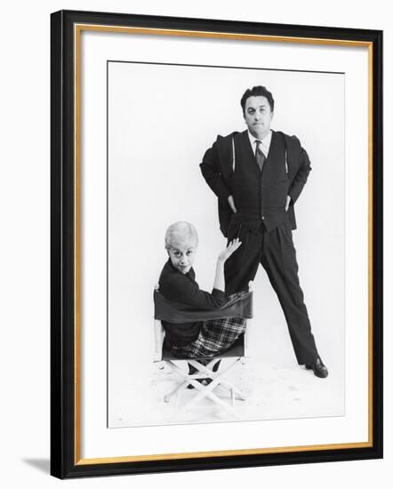 Italian Director Federico Fellini and Actress Wife Giulietta Masina Posing in Studio-Gjon Mili-Framed Premium Photographic Print