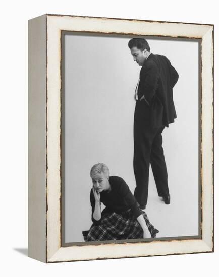 Italian Director Federico Fellini and Actress Wife Giulietta Masina Posing in Studio-Gjon Mili-Framed Premier Image Canvas