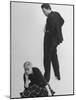 Italian Director Federico Fellini and Actress Wife Giulietta Masina Posing in Studio-Gjon Mili-Mounted Premium Photographic Print