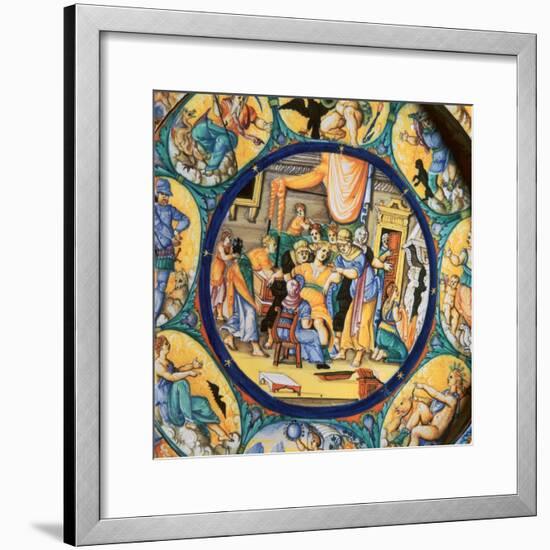 Italian earthenware plate showing the birth of Hercules-Unknown-Framed Giclee Print