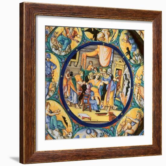 Italian earthenware plate showing the birth of Hercules-Unknown-Framed Giclee Print