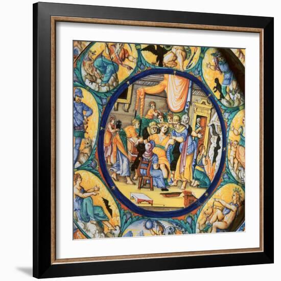 Italian earthenware plate showing the birth of Hercules-Unknown-Framed Giclee Print