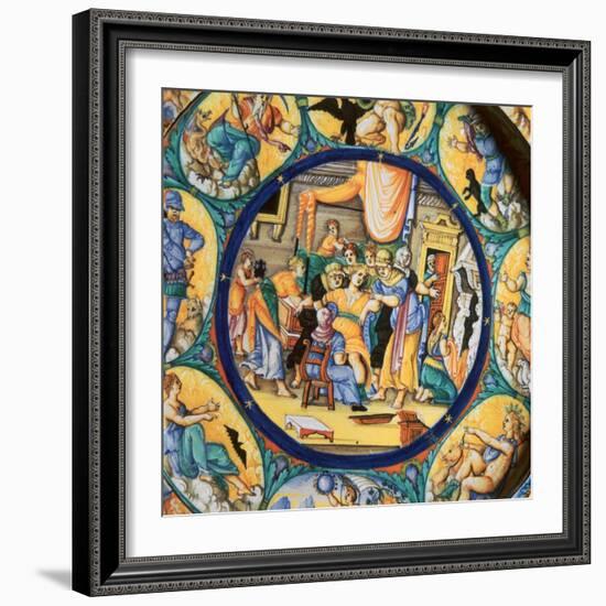 Italian earthenware plate showing the birth of Hercules-Unknown-Framed Giclee Print