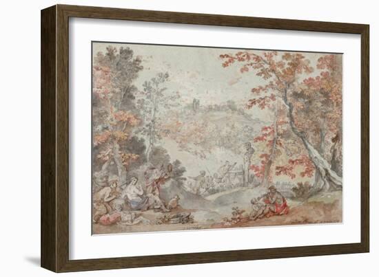 Italian Fall Landscape with Monte Porzio and an Offering to Pan, 1763-Charles Joseph Natoire-Framed Giclee Print