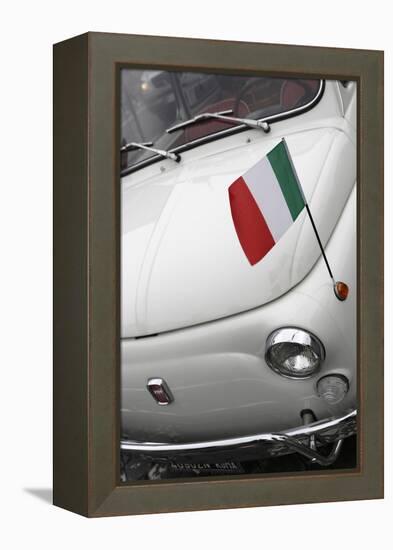 Italian Flag on Fiat 500 Car, Rome, Lazio, Italy, Europe-Stuart Black-Framed Premier Image Canvas
